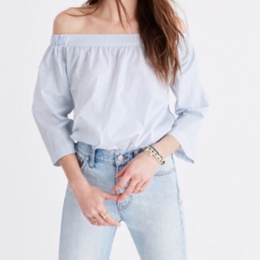 Madewell J Crew Clean Off-The-Shoulder Top Striped